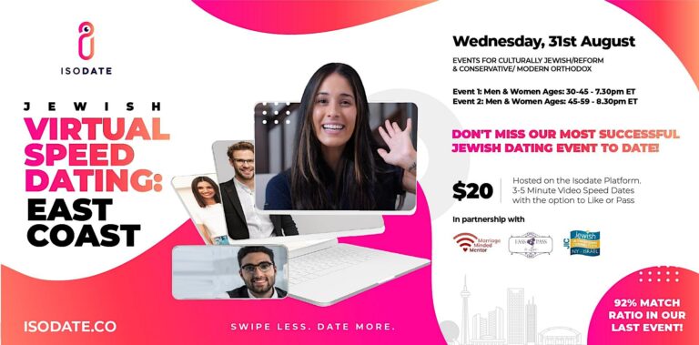 Isodate’s Largest Event of the year: East Coast Jewish Virtual Speed Dating