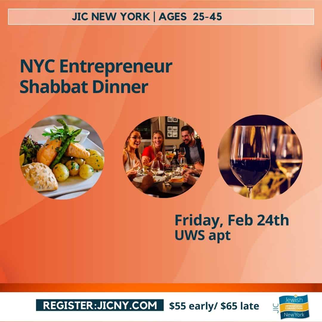 JICNY Entrepreneur Shabbat Dinner & Discussion for ages 25-45