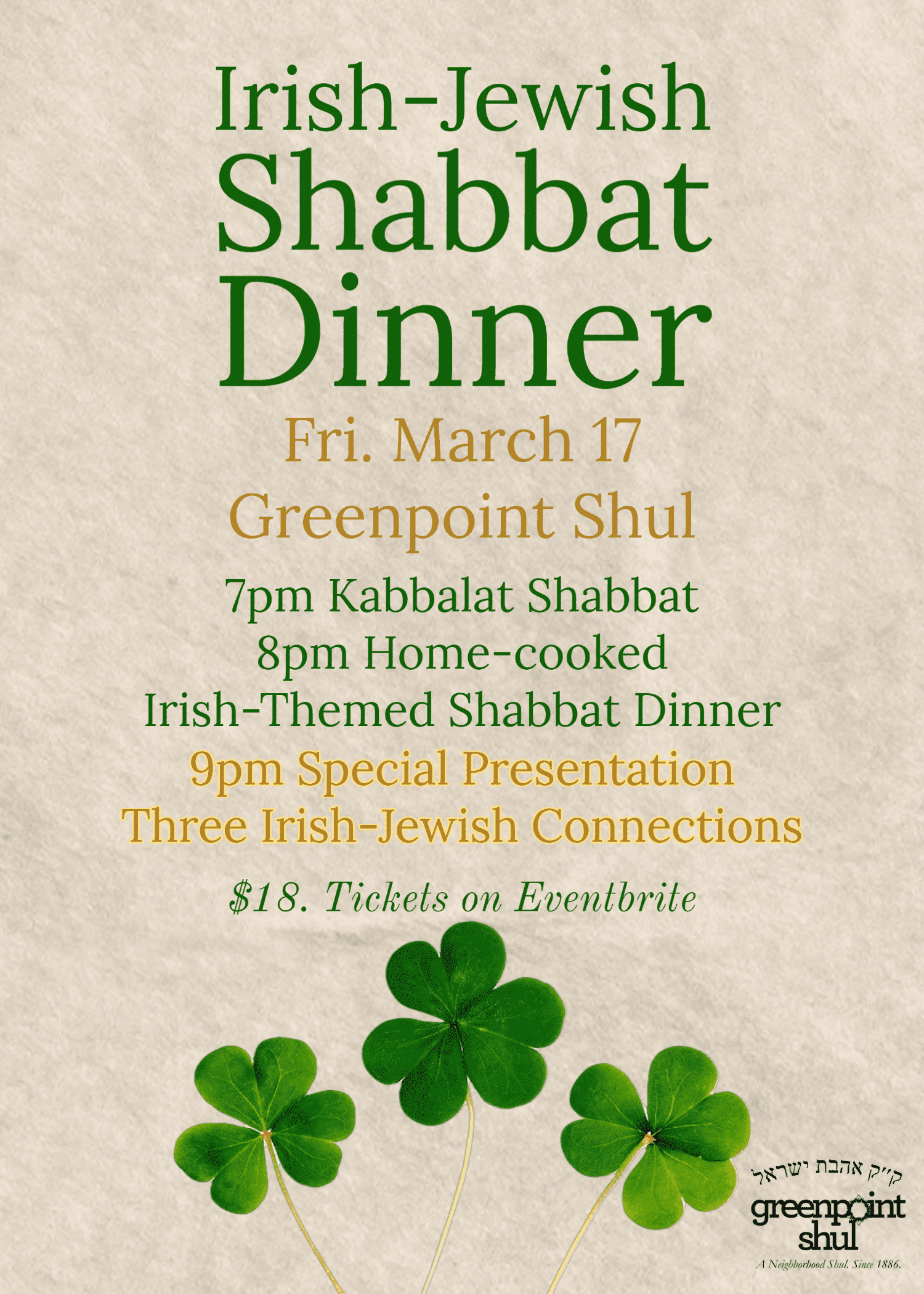 Irish Jewish Shabbat Dinner!