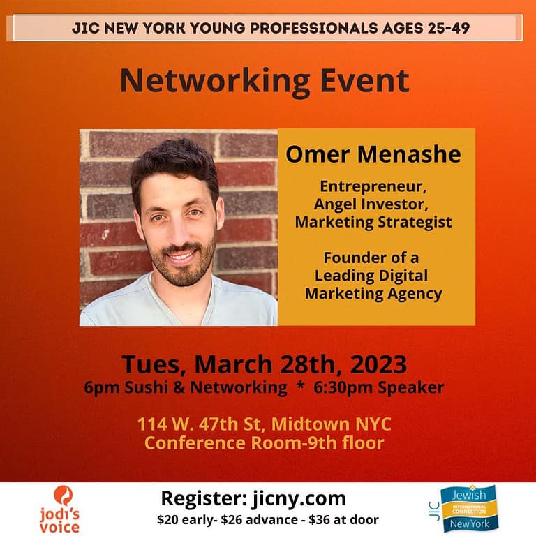 Networking, Speaker & Sushi with Omer Menashe, Angel Investor and Entrepreneur