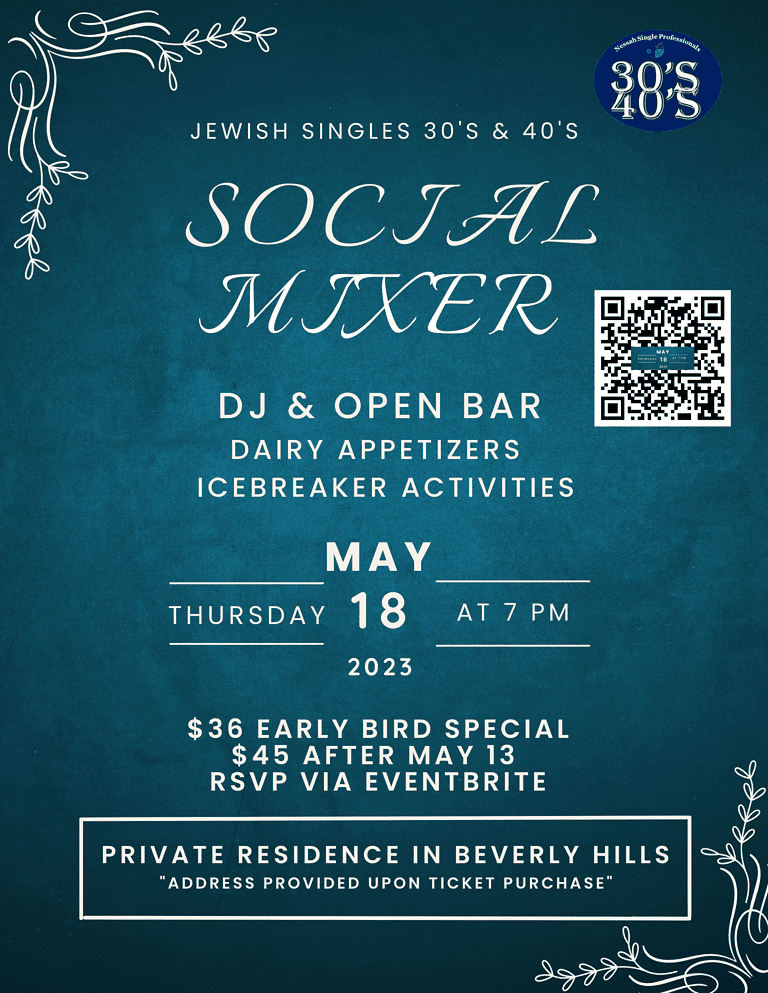 Jewish Singles Social Mixer 30s & 40’s