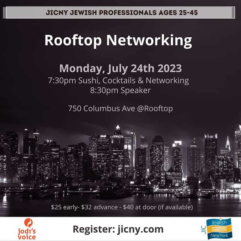 JICNY Rooftop Networking, Sushi & Speaker for ages 25-45
