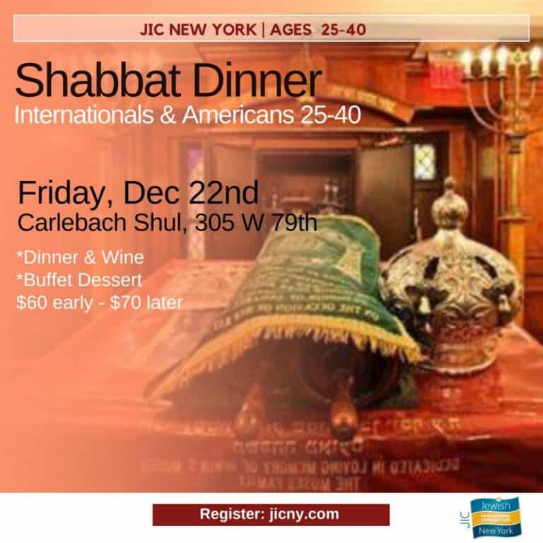 Carlebach Shul Shabbat Dinner for Internationals & Americans 25-40