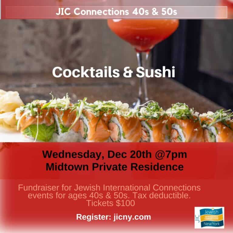 Cocktails & Sushi – Fundraiser for JIC Connections 40s & 50s