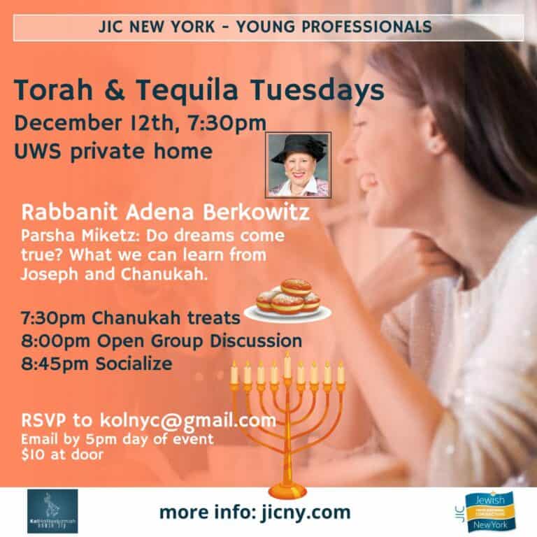 Torah & Tequila Tuesdays- Weekly Parsha class for Young Professionals