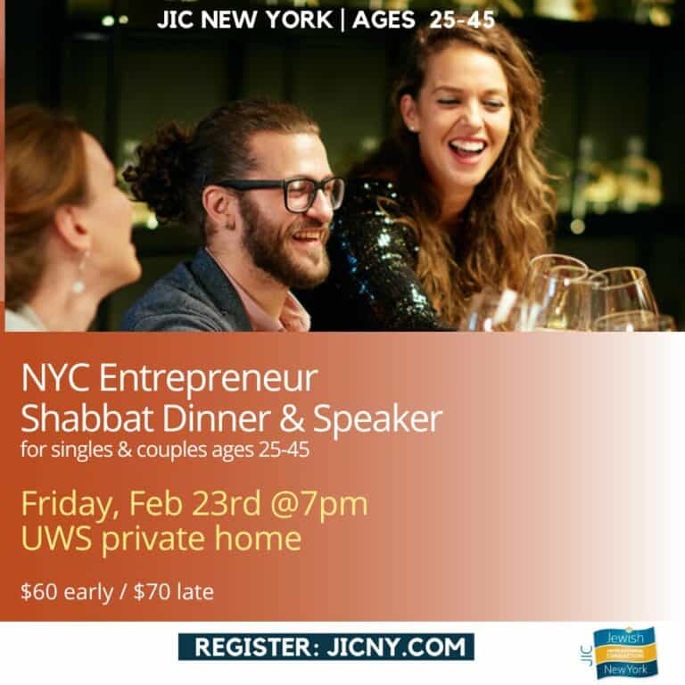 (NYC) Entrepreneur Shabbat dinner & discussion ages 25-45