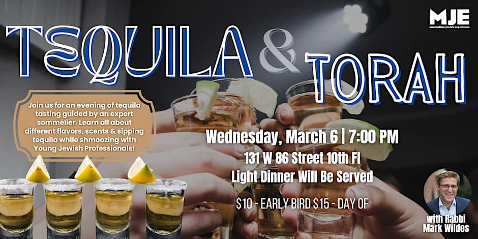 Tequila & Torah: Tequila Tasting Social with YJPs | 20s & 30s | MJE