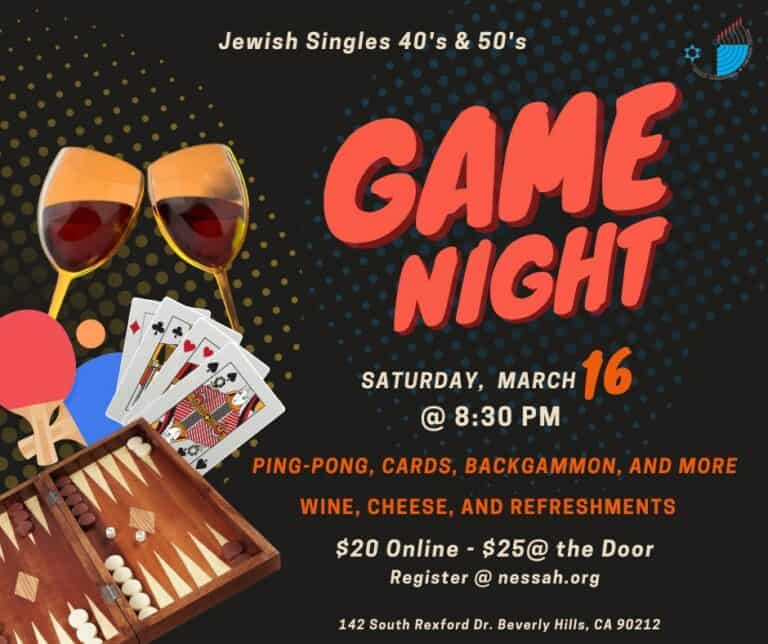 Game Night Jewish Singles 40's & 50's