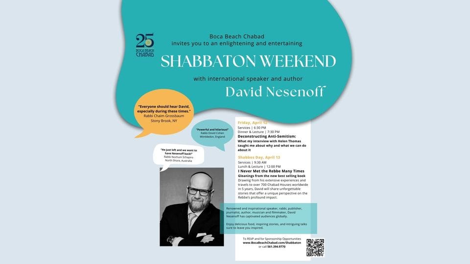 Shabbaton Weekend with International Speaker and Author David Nesenoff