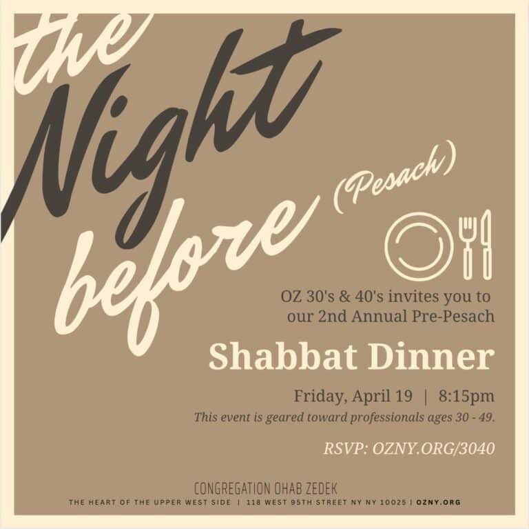 Night Before Pesach Shabbat Dinner
