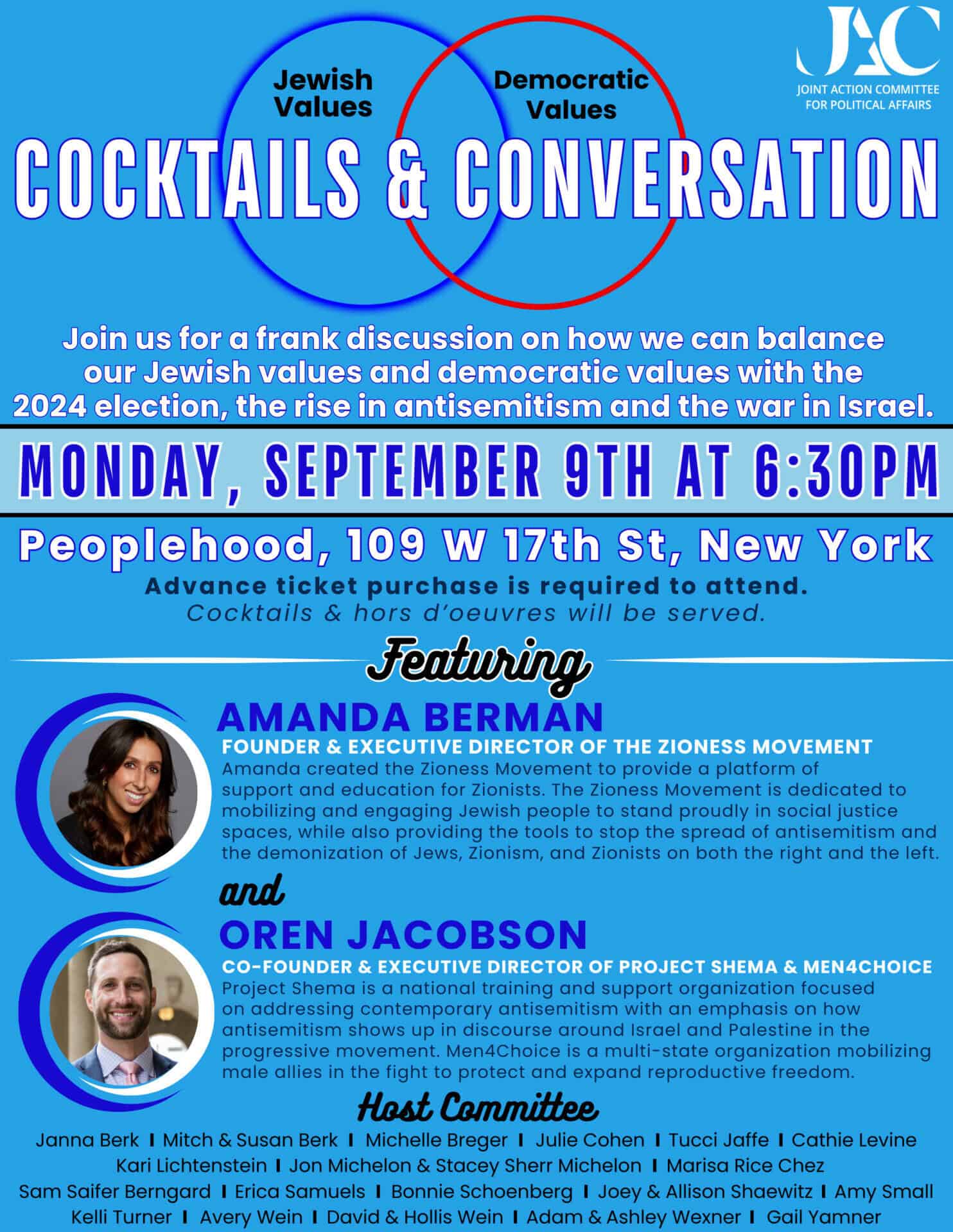 New York Cocktails & Conversation: Jewish Values, the Democratic Party, and the 2024 Election