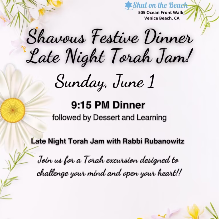 Shavuos Dinner & Night Learning