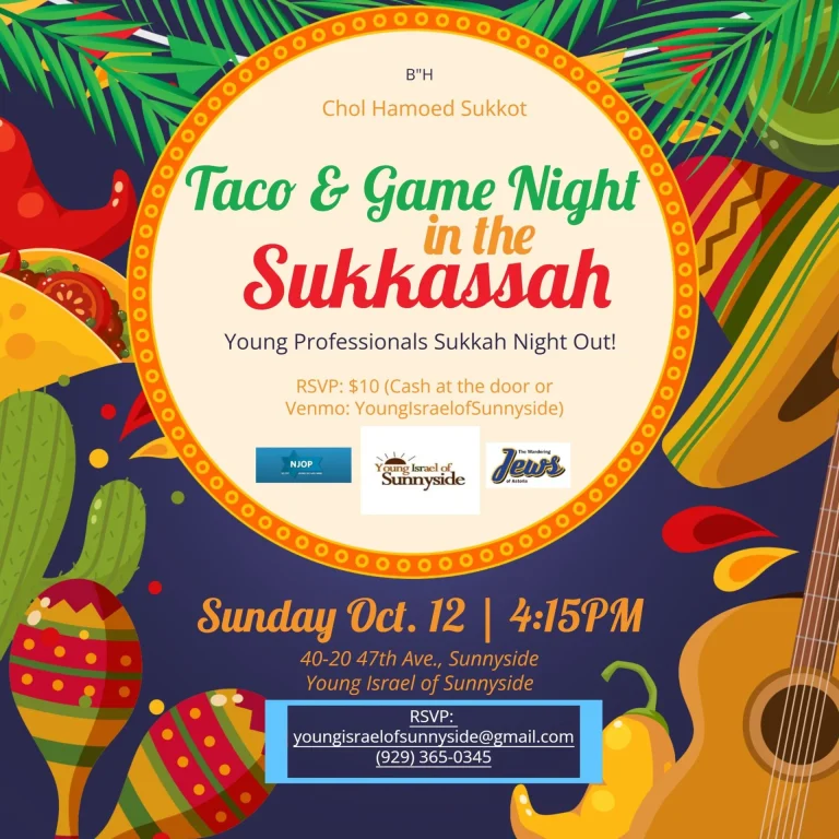 WJOA and Young Israel of Sunnyside Taco and Game Night in the Sukkah