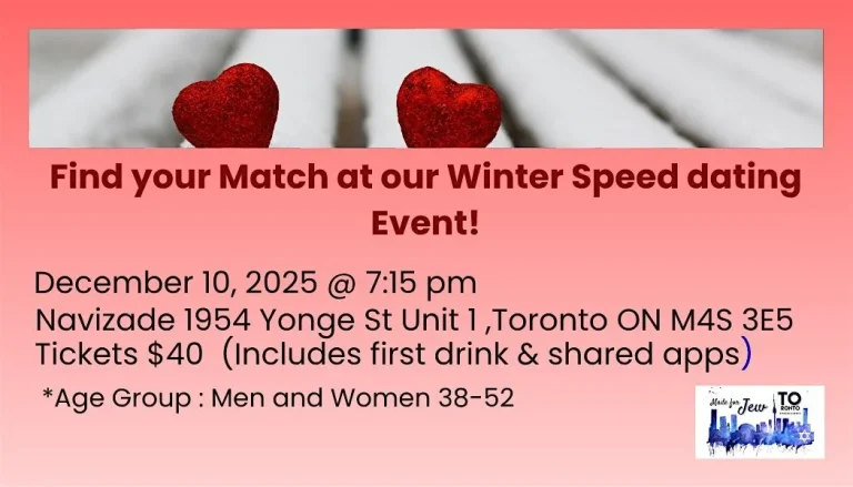 Made for Jew TO’s Find a Match for the Fall Speed dating Ages 38-52!