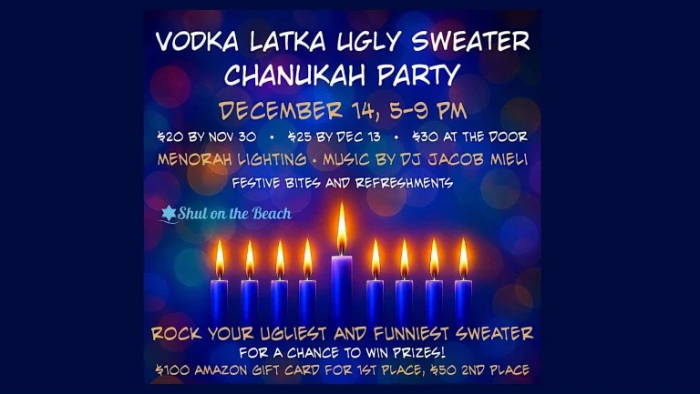 Vodka Latka Ugly Sweater Chanukah Party & Menorah Lighting at the Beach