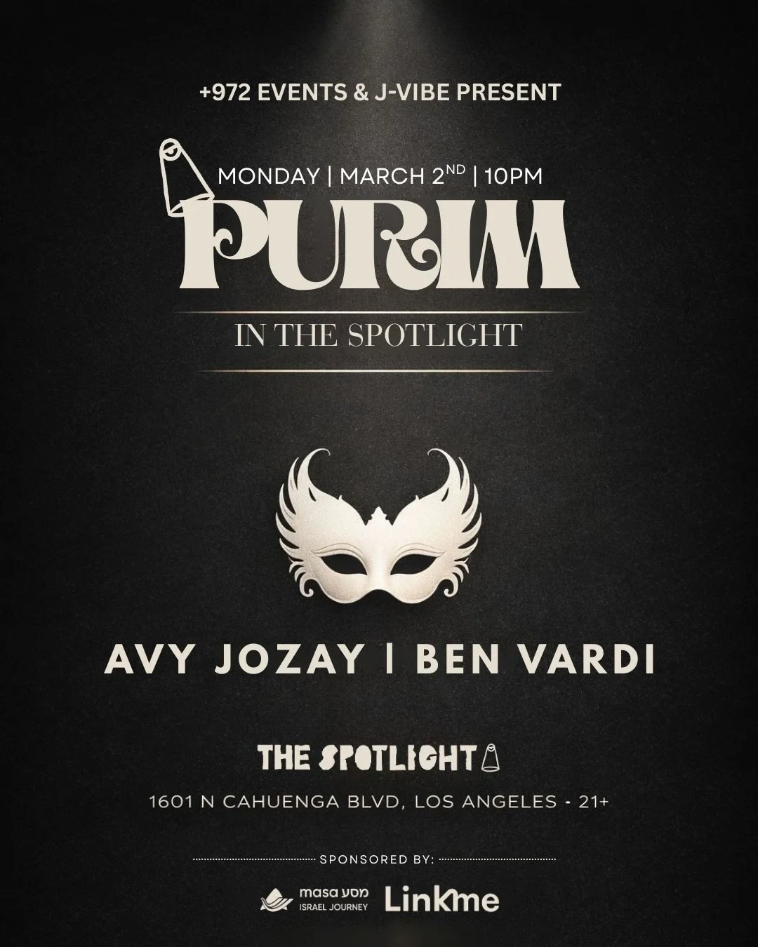 Purim In The Spotlight @ The Spotlight Los Angeles Monday 3/2