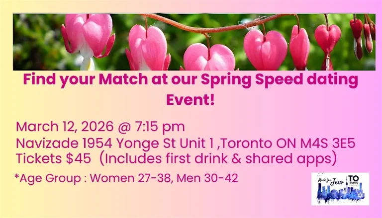Made for Jew TO’s Find a Match for the Spring Speed dating Ages 26-42!