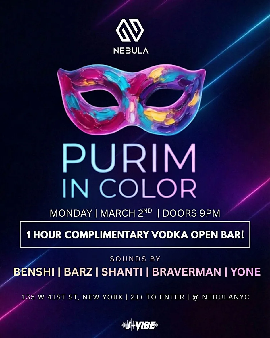 The Annual Purim In Color @ NEBULA NYC - Monday 3/2