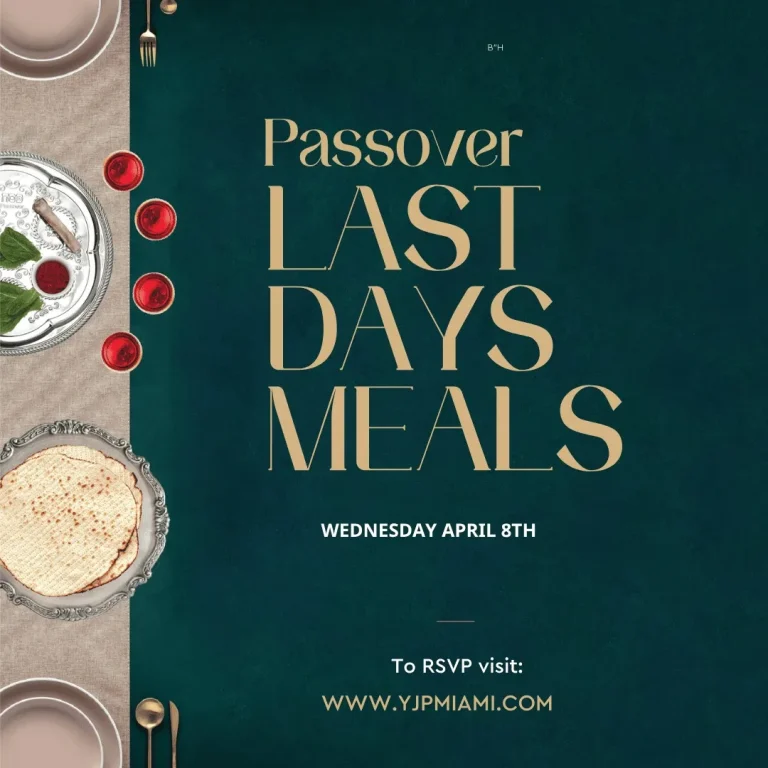 YJP Miami Passover Dinner Wednesday Evening