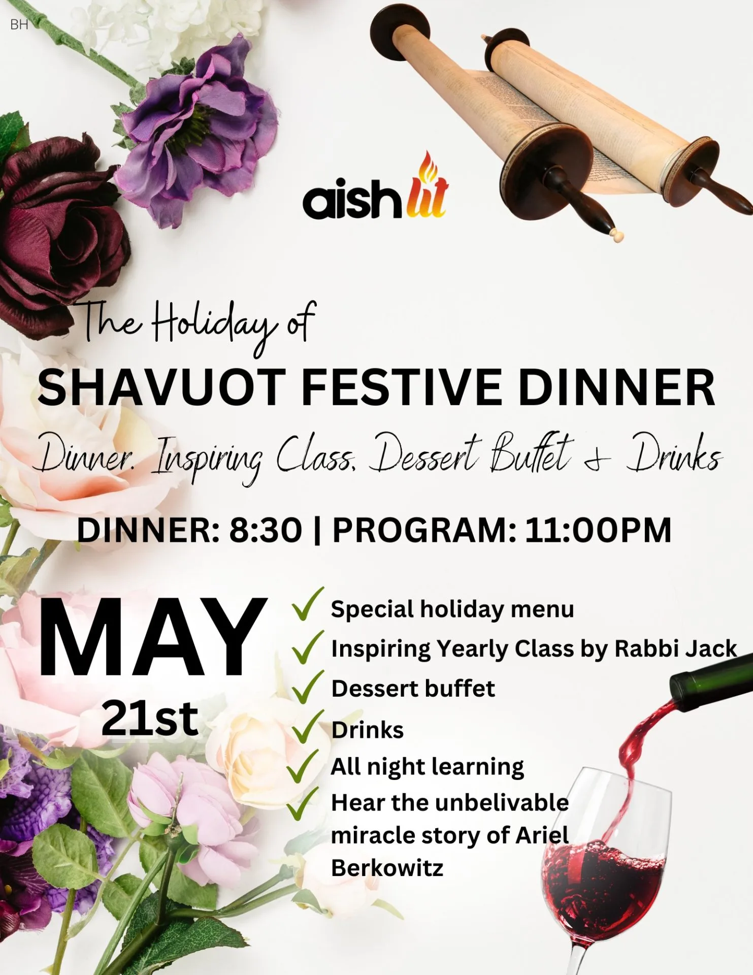 Shavuot Dinner & Program 5/21